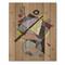 Designart - Colored Geometric Abstract Compositions IV - Modern Print on Natural Pine Wood